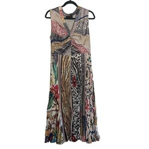 Geisha Designs Jacinta Pleated Multicolor Midi Dress Size 14